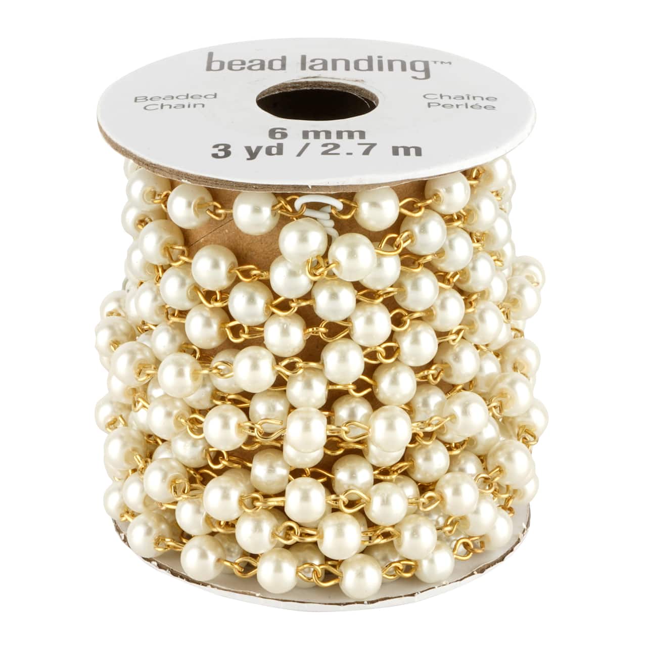 3yd. Gold Chain with White Pearls by Bead Landing™